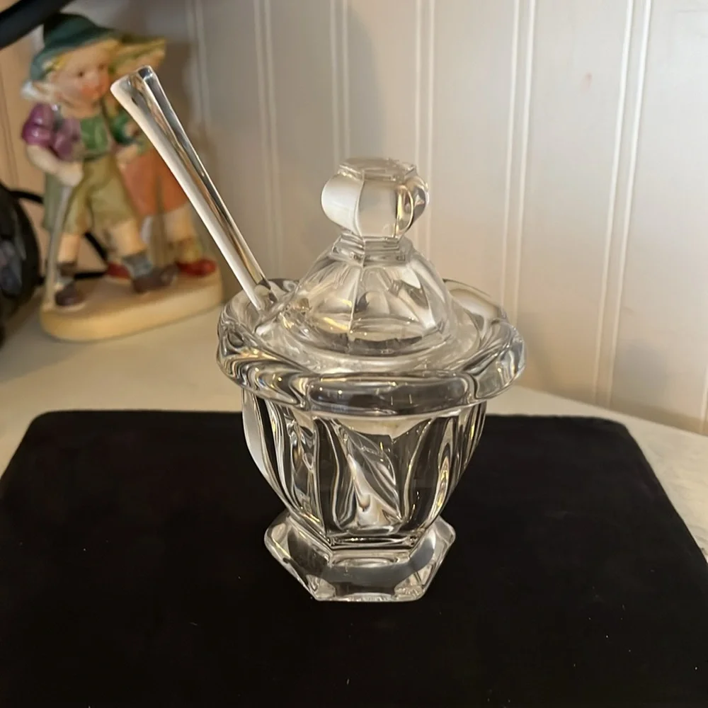 Baccarat crystal jam jar lid & spoon